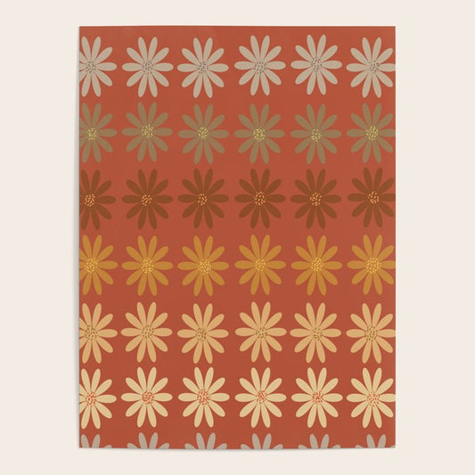 Ombre Abstract Daisies on Mandarin Orange Poster Gallery Image 2