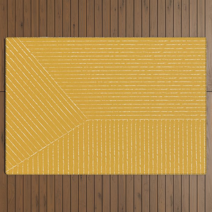 Lines (Mustard Yellow) Outdoor Rug Gallery Image 3