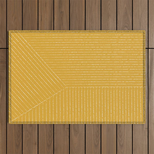 Lines (Mustard Yellow) Outdoor Rug Gallery Image 1