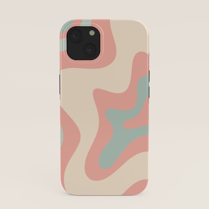 Retro Liquid Swirl Abstract Square Pattern in Pastel Blush Mint iPhone Case Gallery Image 37