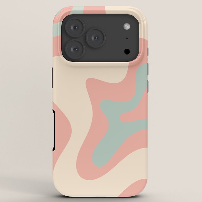 Retro Liquid Swirl Abstract Square Pattern in Pastel Blush Mint iPhone Case Gallery Image 7