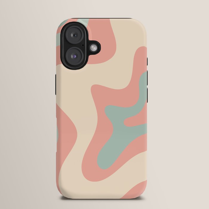 Retro Liquid Swirl Abstract Square Pattern in Pastel Blush Mint iPhone Case Gallery Image 13