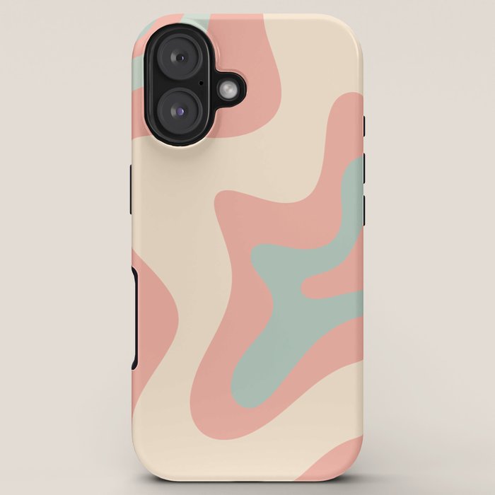 Retro Liquid Swirl Abstract Square Pattern in Pastel Blush Mint iPhone Case Gallery Image 5