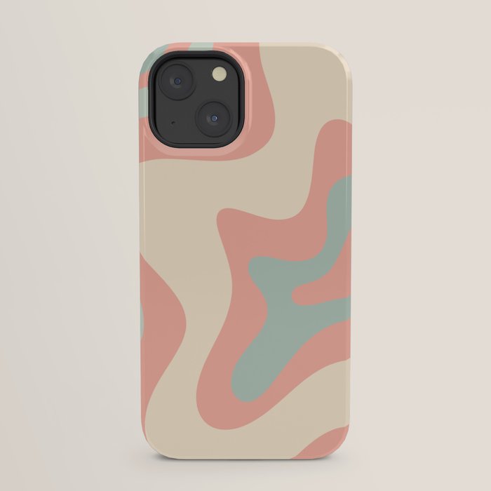 Retro Liquid Swirl Abstract Square Pattern in Pastel Blush Mint iPhone Case Gallery Image 29