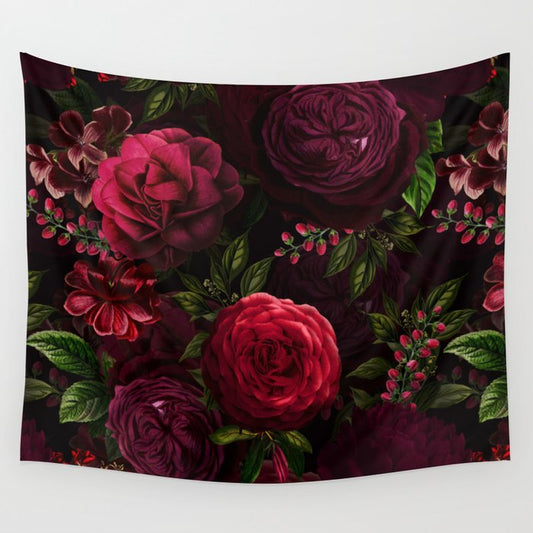 Vintage & Shabby Chic - Vintage & Shabby Chic - Mystical Night Roses Wall Tapestry Gallery Image 2