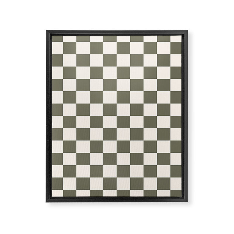 Checkerboard - Olive Green Framed Canvas Print Gallery Image 7