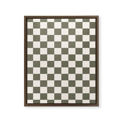 Checkerboard - Olive Green Framed Canvas Print Gallery Image 17