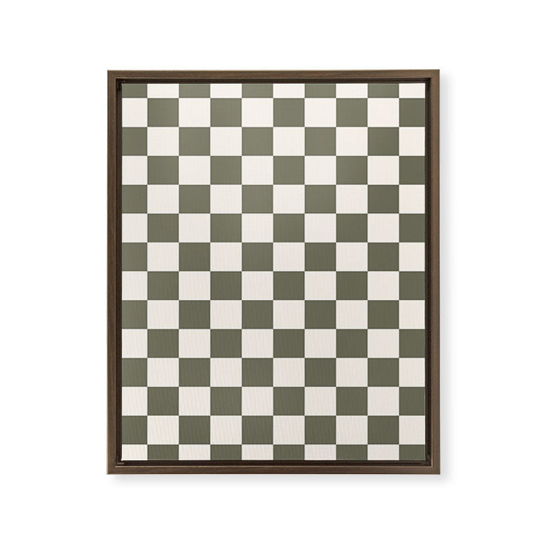 Checkerboard - Olive Green Framed Canvas Print Gallery Image 10
