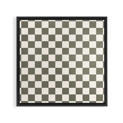Checkerboard - Olive Green Framed Canvas Print Gallery Image 9