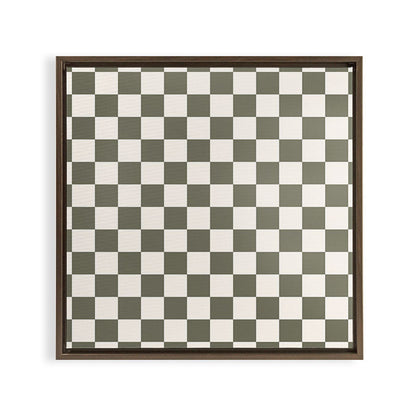 Checkerboard - Olive Green Framed Canvas Print Gallery Image 18