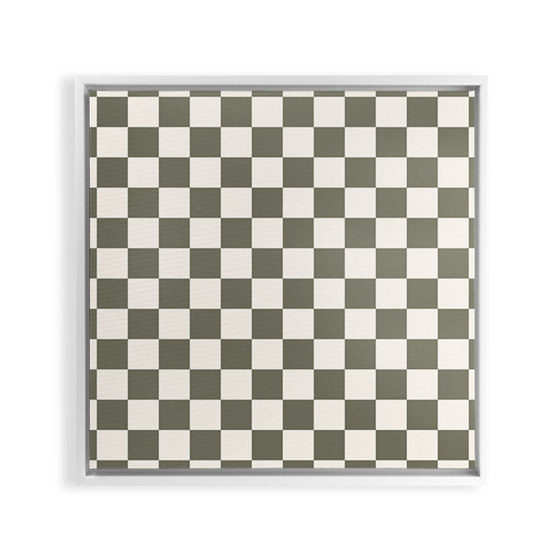 Checkerboard - Olive Green Framed Canvas Print Gallery Image 29