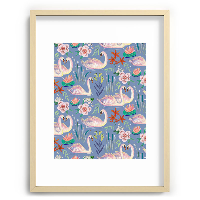 Swan Pattern Framed Art Print Gallery Image 100