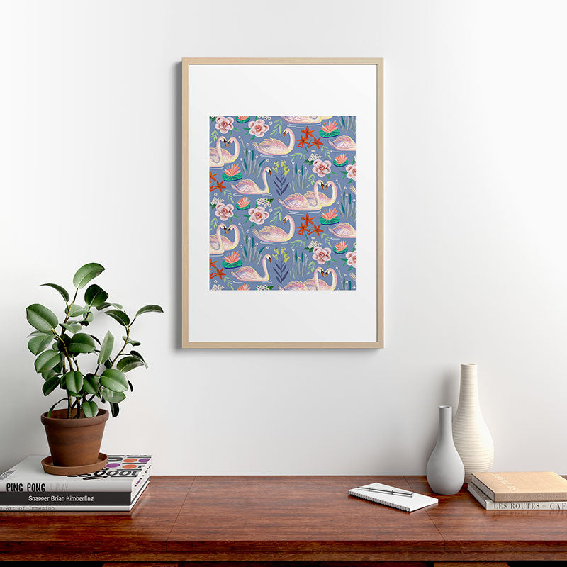 Swan Pattern Framed Art Print Gallery Image 28