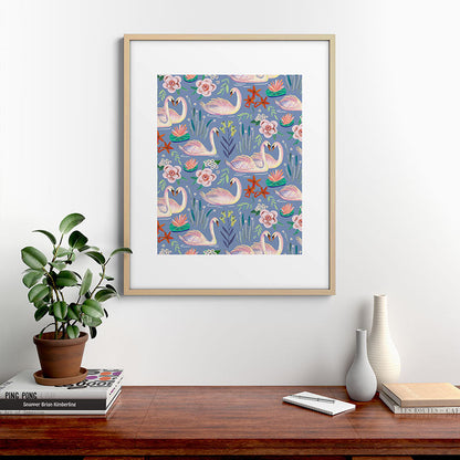 Swan Pattern Framed Art Print Gallery Image 29