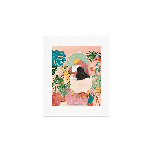 Woman relaxing in bath travel Art Print Gallery Image 1