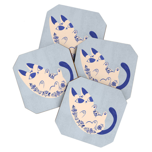 Purrcelin Cat Butt - Charming Delft Pottery Kitty Coaster Gallery Image 1