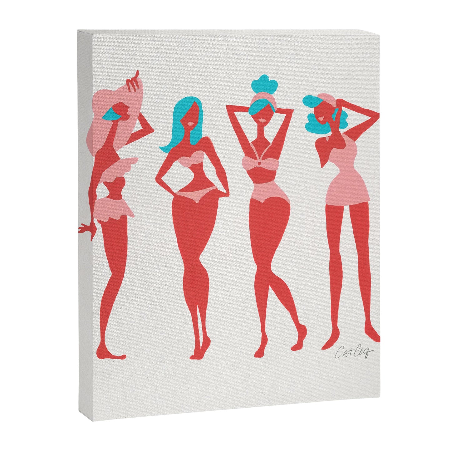 Beach Bombshells - Cyan & Coral Palette Canvas Print Gallery Image 6