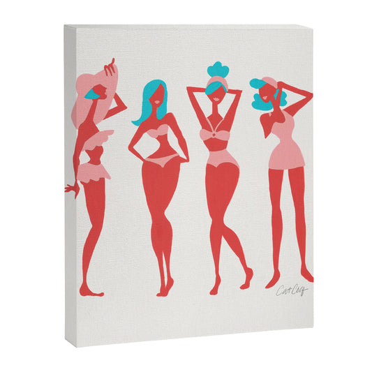 Beach Bombshells - Cyan & Coral Palette Canvas Print Gallery Image 1