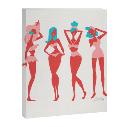 Beach Bombshells - Cyan & Coral Palette Canvas Print Gallery Image 2