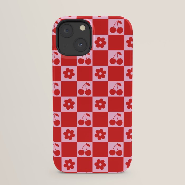 Cherry Flowers Pink & Red Checker iPhone Case Gallery Image 29
