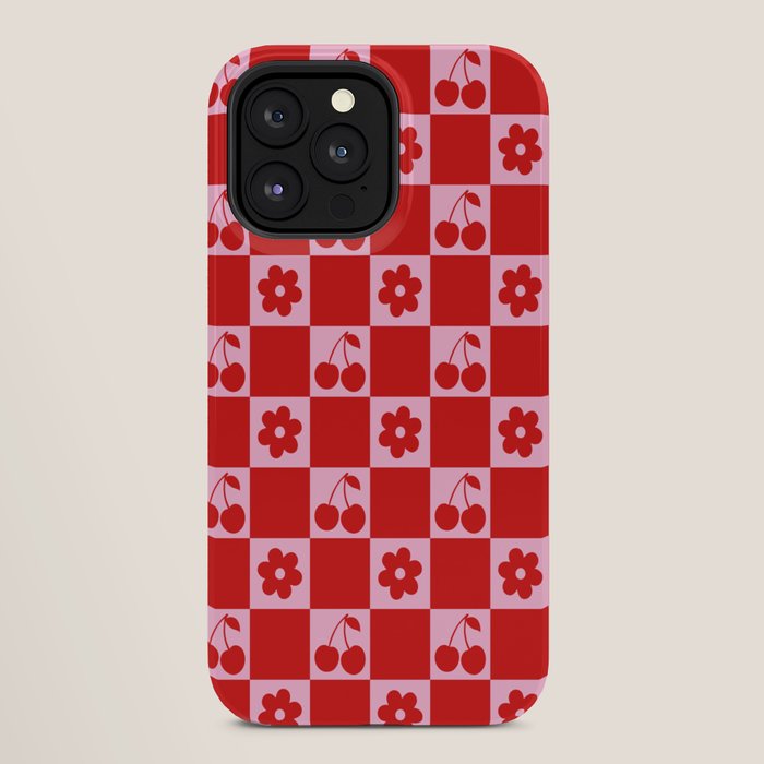 Cherry Flowers Pink & Red Checker iPhone Case Gallery Image 28