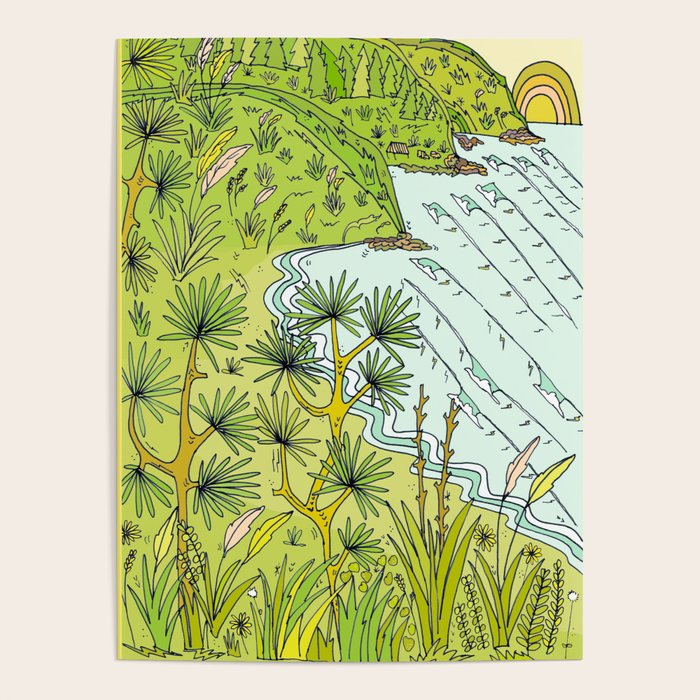 pointbreaks in paradise // lookout in raglan new zealand // retro surf art by surfy birdy Poster Gallery Image 3