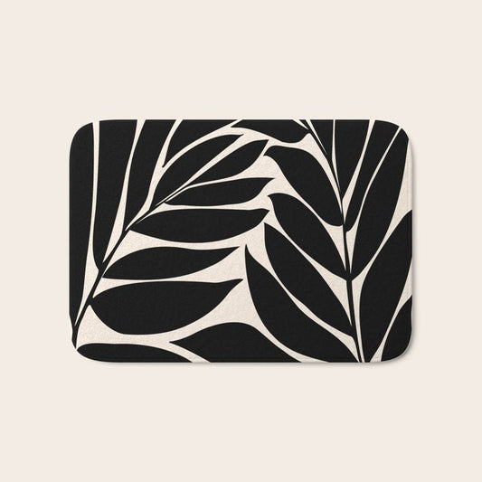 Black Seagrass Shapes Drawing Bath Mat Gallery Image 1