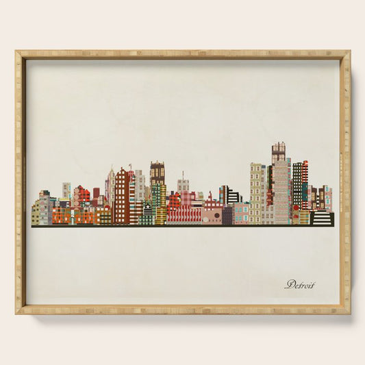 detroit skyline Serving Tray Gallery Image 1
