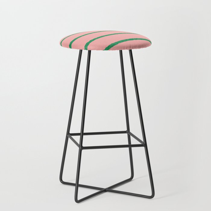 Miami Simple Stripe Pink and Green Pattern Stool Gallery Image 1