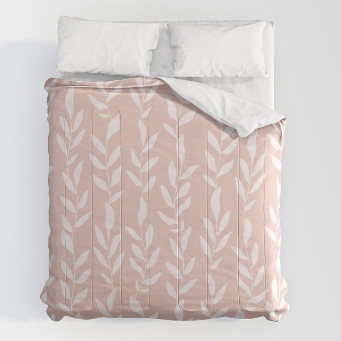 Blush Pink Minimal Plants Pattern Comforter Gallery Image 2