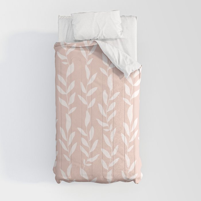 Blush Pink Minimal Plants Pattern Comforter Gallery Image 9