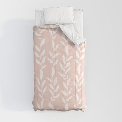 Blush Pink Minimal Plants Pattern Comforter Gallery Image 4