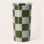 checkerboard hand-painted-olive Travel Mug Gallery Image 1