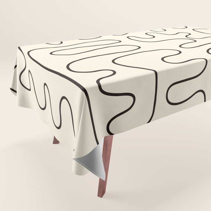 Abstract Lines 2 black and white Tablecloth Gallery Image 1