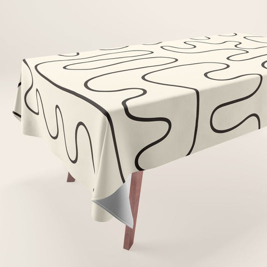 Abstract Lines 2 black and white Tablecloth Gallery Image 1