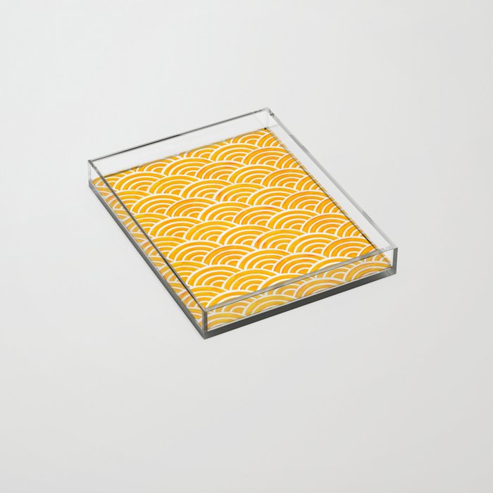 Japanese Seigaiha Wave â Marigold Palette Acrylic Tray Gallery Image 2