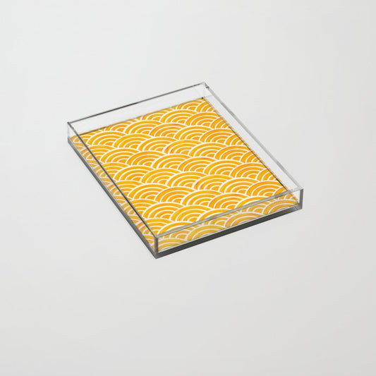 Japanese Seigaiha Wave â Marigold Palette Acrylic Tray Gallery Image 2
