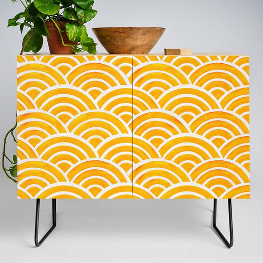 Japanese Seigaiha Wave - Marigold Palette Credenza Gallery Image 2