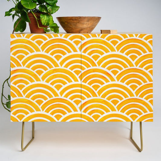 Japanese Seigaiha Wave - Marigold Palette Credenza Gallery Image 1