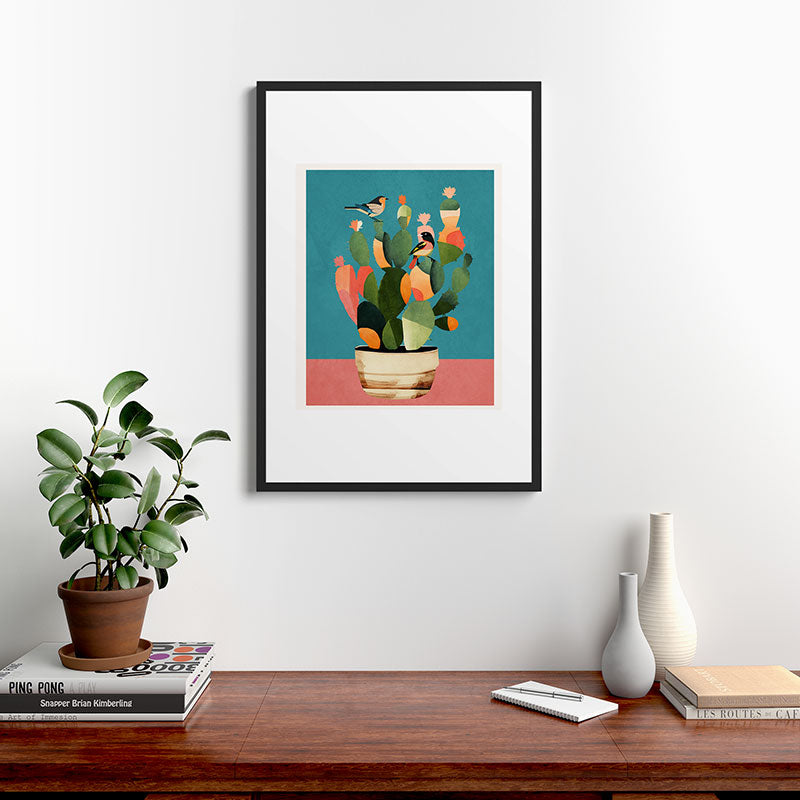 Cactus and Birds 2 Framed Art Print Gallery Image 6