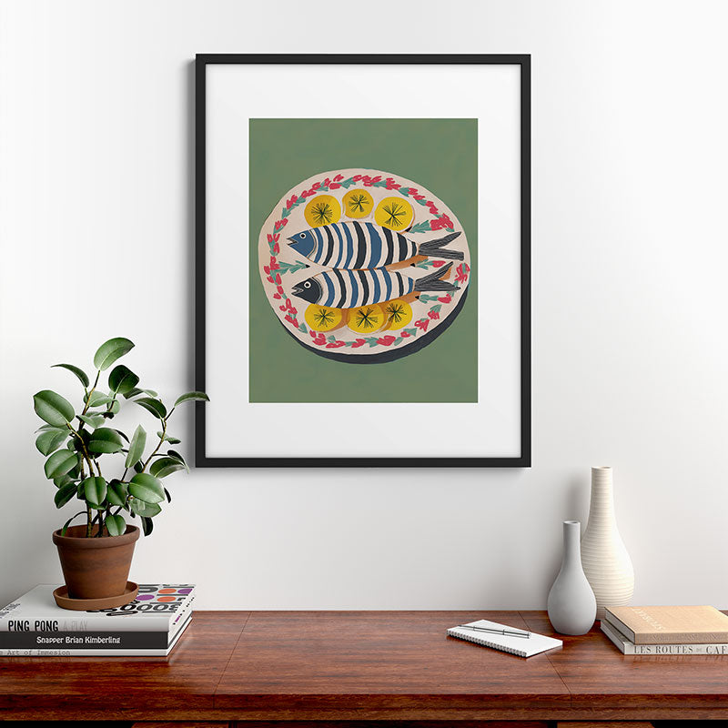 Mediterranean Fish Plate Framed Art Print Gallery Image 7