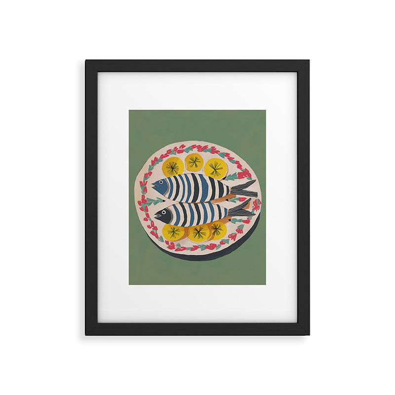 Mediterranean Fish Plate Framed Art Print Gallery Image 4