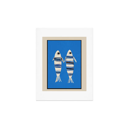 Minimal Fish on Blue Art Print Gallery Image 2