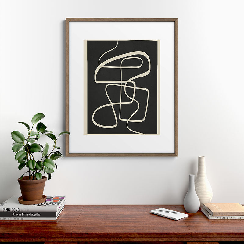Modern Abstract Lines - Noir Framed Art Print Gallery Image 14