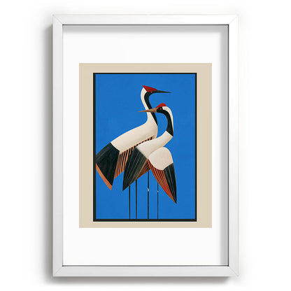 Stillness in Motion - Abstract Cranes in Blue Framed Art Print Gallery Image 77