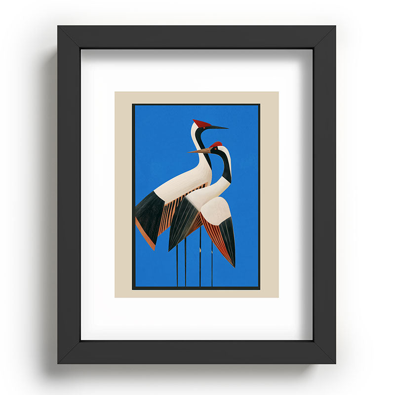 Stillness in Motion - Abstract Cranes in Blue Framed Art Print Gallery Image 57
