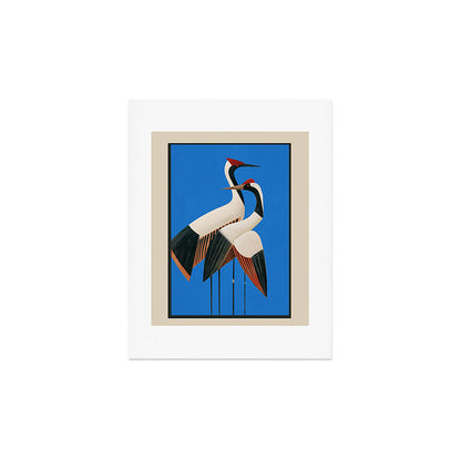 Stillness in Motion - Abstract Cranes in Blue Art Print Gallery Image 2