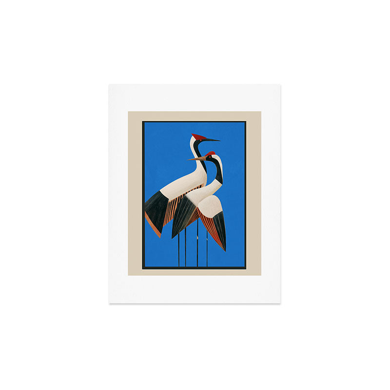 Stillness in Motion - Abstract Cranes in Blue Art Print Gallery Image 3