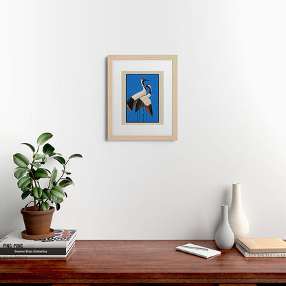 Stillness in Motion - Abstract Cranes in Blue Framed Art Print Gallery Image 46