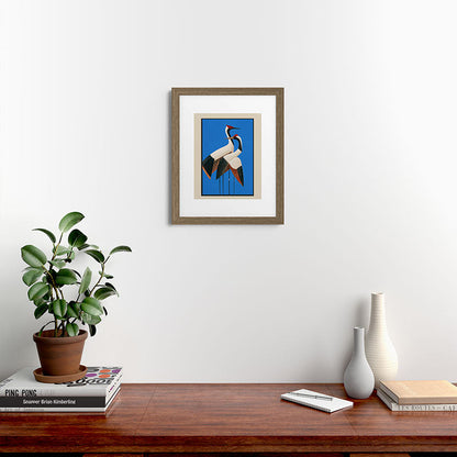 Stillness in Motion - Abstract Cranes in Blue Framed Art Print Gallery Image 39